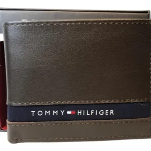 Billetera Cuero Hombre Tommy Hilfiger Original Marrón Liso con Protección RFID